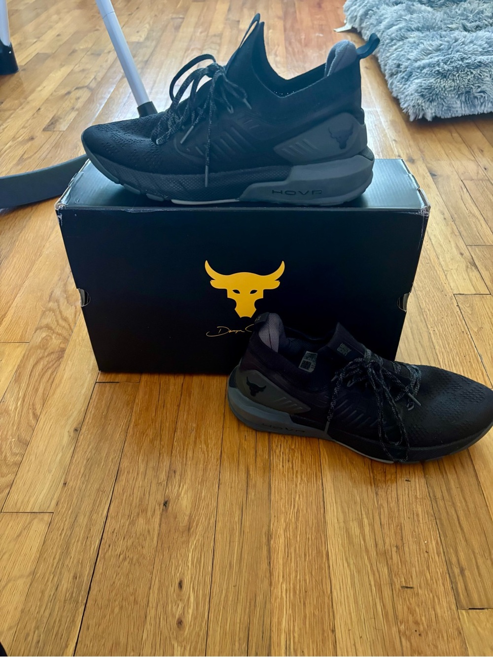 Under Armour Black Men’s HOVR Project Rock Knit Training Sneakers